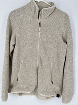 LL BEAN Sweater Fleece Jacket Womens Medium Beige Oatmeal Full Zip 279684 Photo 0