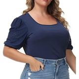 Hanna Nikole Plus Sz 16W Cotton Blend Preppy Cottagecore Casual Puff Eyelet Top Photo 0