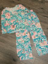 Lilly Pulitzer Pink & Teal Tropical Lounge Pajama Set Photo 0