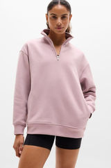 New Athleta L Forever Fleece 1/4 Zip Sweatshirt Blush Pink Large Regular Photo 0
