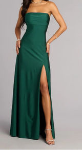 Dark green strapless dress Photo 0