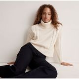 Madewell Women's Cable Knit Turtleneck Sweater Antique Cream Size XS Photo 0