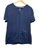Koi Womens‎ Scrub Top XL Navy Stretch Utility Pockets Workwear Medical Nurse Photo 0