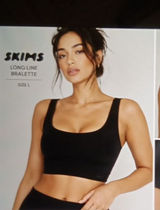 Skims Square Scoop Longline Bralette Seamless Onyx Black Womens Large Photo 0