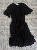 Petal & Pup Black Flare Sleeve Tiered Midi Dress Photo 0