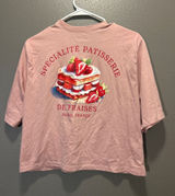 Modern Lux Pink Pastry Graphic Cropped Tee Shirt M Photo 0