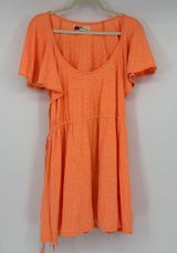 Free People Beach Orange Slub Knit Flutter Sleeve Mini Dress Large Photo 0