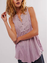 FREE PEOPLE We The Free Poetic Tunic Purple Linen Cotton Tank Top Womens Medium Photo 0
