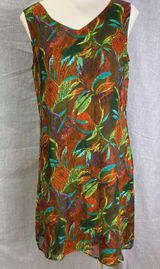 Vintage‎ Y2K Robbie Bee 100% Silk Slip Dress Abstract Olive Multi Lined Artsy M Photo 0