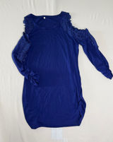 Source Unknown Women's Cold-Shoulder Lace Sleeve Long-Sleeve Dress in Navy Sz SM Photo 0