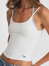 Aritzia Bar Dog White and Blue Walk the Dog Layered Tank Photo 0