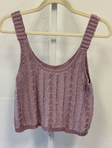 Hollister Mauve Pink Cable Knit Pointelle Cropped Tank Top Cami Small Summer Photo 0