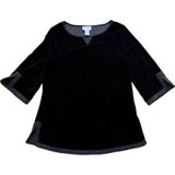 Soft Surroundings XS Petite Black‎ Velvet Shirt Witchy Ren Faire Whimsygoth Dark Photo 0