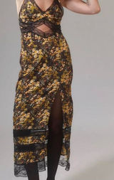 Urban Outfitters Lexi Lace Floral Midi Dress Slit Cut Out Whimsigoth Fairy Boho Photo 0
