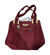 American‎ Eagles Tote Bag Vintage 90s Burgundy Canvas Wood Buckle NWT OS Retro Photo 0