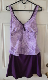 ZeroXposur Tankini Swimsuit Women Large Purple Floral Swim Skirt 2 Piece NWT Photo 0