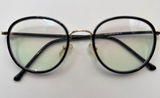 Round Black and Gold Frame Glasses 16011 51-22-142 Clear Lens Eyewear Photo 0