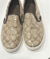 Coach signature logo slip-on sneakers featuring a brown 9B Photo 0