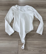 Abercrombie & Fitch Soft A&F Collection White Long Sleeve Scoop Neck Bodysuit M Photo 0