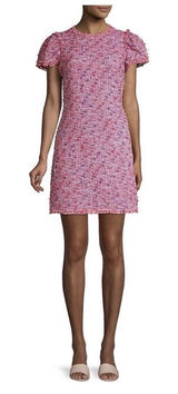 Kate Spade New York Flutter Sleeve Tweed Dress Pink Size 12 Jackie O Preppy‎ Photo 0