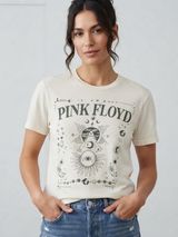 PINK FLOYD Graphic Band Tee M 20” p2p Cream/Black EUC Photo 0