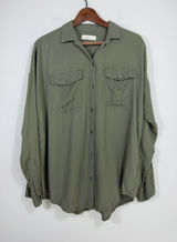 Abercrombie & Fitch Olive Green Oversized Utility Button Down Shirt M Photo 0