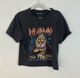 Cotton On Fitted Longline Def Leppard Black 'Hysteria' Graphic Tee Size Small Photo 0