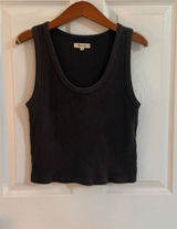 Madewell Waffle Knit Scoop Neck Crop Tank Dark Grey Medium Photo 0