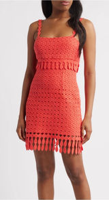 Saylor Tuckernuck Caitriona Fringe Minidress coral small Photo 0