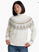 KUHL Alpina Sweater White Fair Isle Mock Neck Womens Medium Photo 0