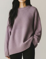 ZARA Oversized Ribbed Hem Long Sleeve Round Neck Pullover Sweater M Purple Photo 0