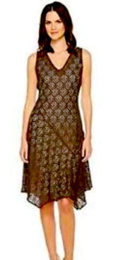 Nic + Zoe First Bloom Dark Truffle Brown Lace Overlay Dress XS Photo 0