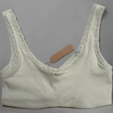 Skims Logo Pointelle Bralette XS Bone Lace Trim Rosette NWT Photo 0