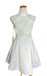 NWT Womens Jaeden Semi Formal Lace Mixed Media Wedding High Neck Dress - Sz S Photo 0