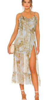 AMUSE SOCIETY Women's Maxi Dress Floral Print Light Blue Green Size L‎ Photo 0