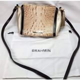 Brahmin Crossbody Leather Crossbody‎ Purse Beige Tan Croc Alligator Design Photo 0