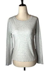 Club Monaco Shirt Women Medium Gray Rib‎ Knit Crew Neck Tee Athleisure Athletic Photo 0