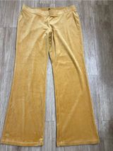 Juicy Couture Mustard Yellow Velour Wide-Leg Photo 0