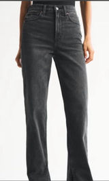 Abercrombie & Fitch Curve Love 90s Straight Ultra High Rise Jeans Black 28‎ 6R Photo 0