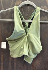 Lululemon Twisted Front Cross Back Sports Bra Olive Green Yoga Top Size M Photo 0