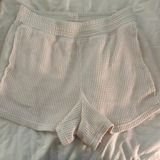 cream waffle knit shorts Photo 0