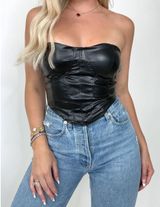 Leather corset top Black Photo 0