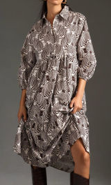 Maeve by Anthropologie | Bettina Tiered Shirt Dress in zebra graphic print Photo 0