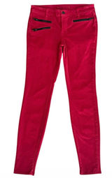 J Brand Great Red Corduroy Skinny Black Zippers Low Rise Ankle Zoey Pants 27 Photo 0