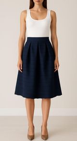 New York & Company Navy Textured A-Line Midi Skirt Size M NWT Photo 0