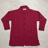 Aran Crafts Ireland Merino Wool Cable Knit Cardigan Sweater Women's SZ XXL Red Photo 0