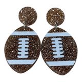Football Earrings Women‎ OS Brown Glitter Game Day Tailgate Sporty Drop Team Photo 0