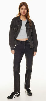 2026 Aritzia Levi’s Middy Straight Mid Rise Mom relax jeans 28 Charcoal Blac Photo 0