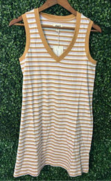Pact 100% Organic Cotton V Neck Softspun Tank Dress In SoHo Stripe Sz XS NWT Photo 0