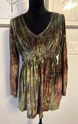 Apt 9 Velvet Tunic Sz. Medium Peacock Feathers Forest FairyGrunge Y2K Goblincore Photo 0